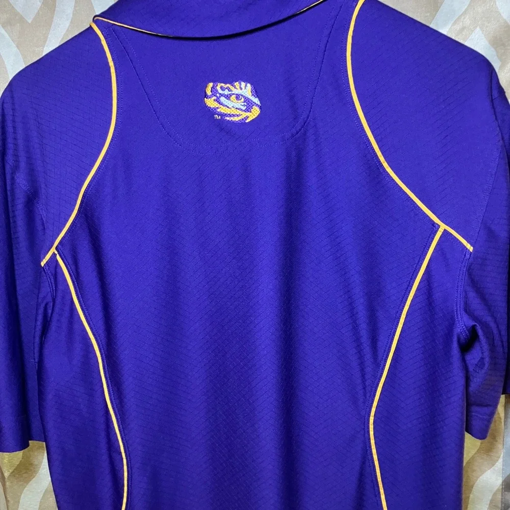Nike LSU Tigers Polo Shirt Mens XL Purple Gold Dri-FIT NCAA Football